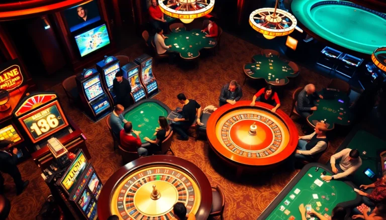 Experience the thrill of "88 new" as players enjoy poker and roulette at a vibrant casino setting.